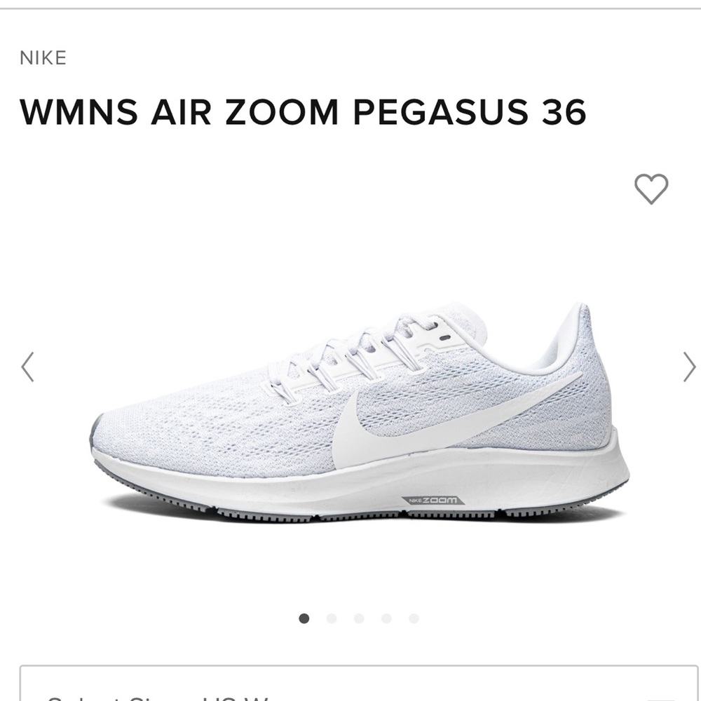 Nike White Air Zoom Pegasus 36 Sneakers - Size 6 NWOT